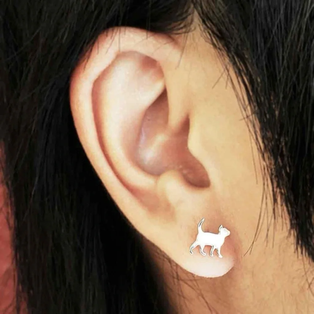 Cat sterling silver studs